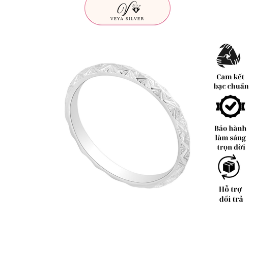 Nhẫn Bạc trơn VEYA Silver Viền Lá