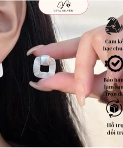 Bông tai hình vuông màu trắng - VEYA Sliver