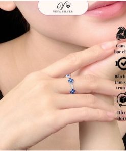 Nhẫn bạc đính đá xanh VEYA Silver