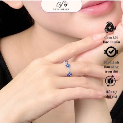 Nhẫn bạc đính đá xanh VEYA Silver